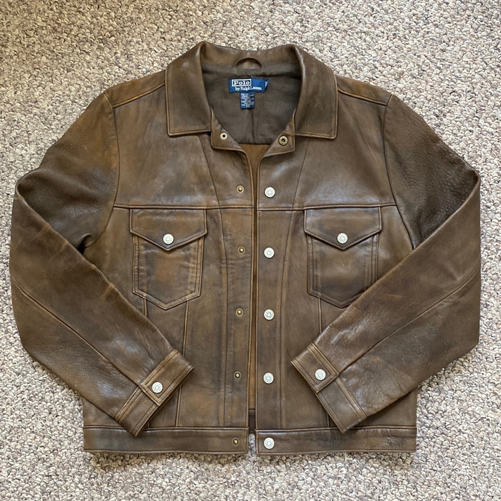 Ralph Lauren Genuine Leather Trucker Jacket M